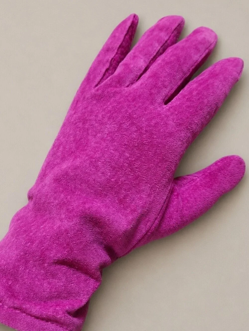 Vintage Grandoe Gantos Suede Gloves L Orchid Magenta Purple NWT